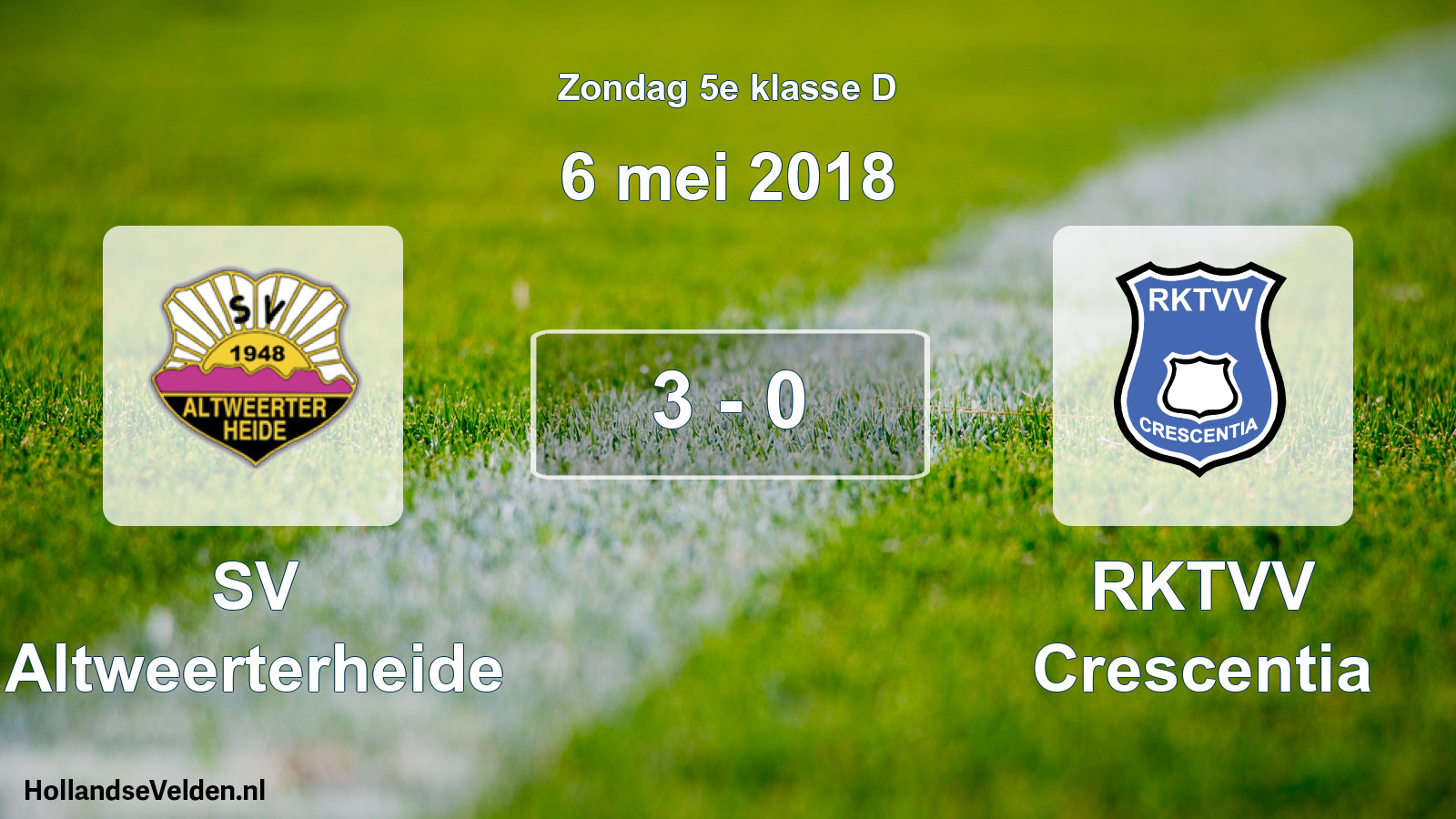 Total number of matches played: SV Altweerterheide - RKTVV Crescentia 3 - 0 (6 May 2018)