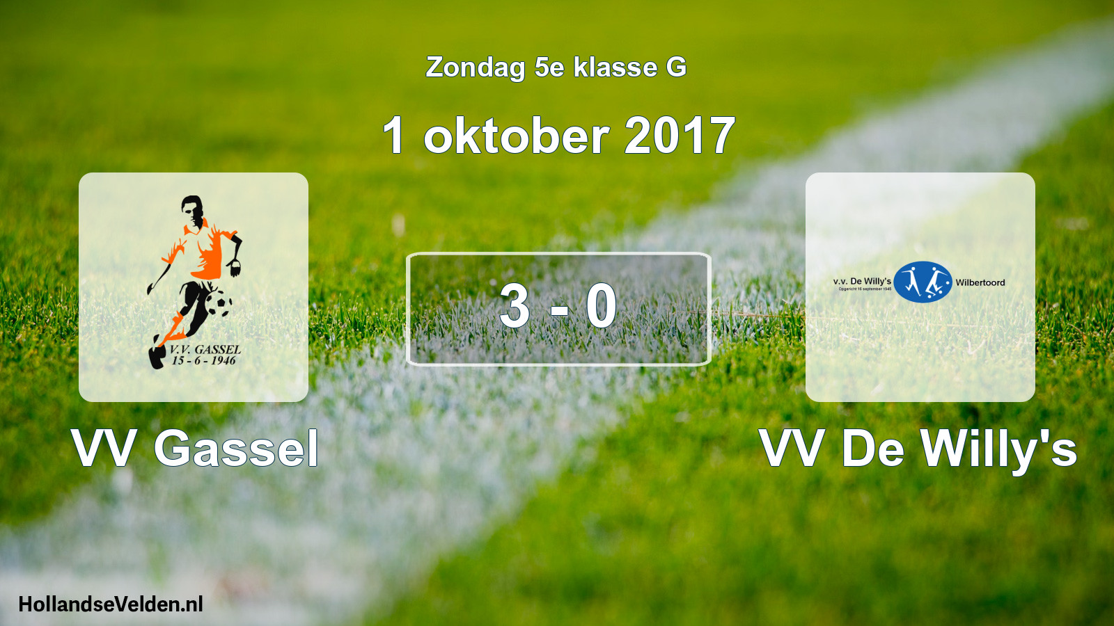Total number of matches played: VV Gassel - VV De Willy's 3 - 0 (1 October 2017)