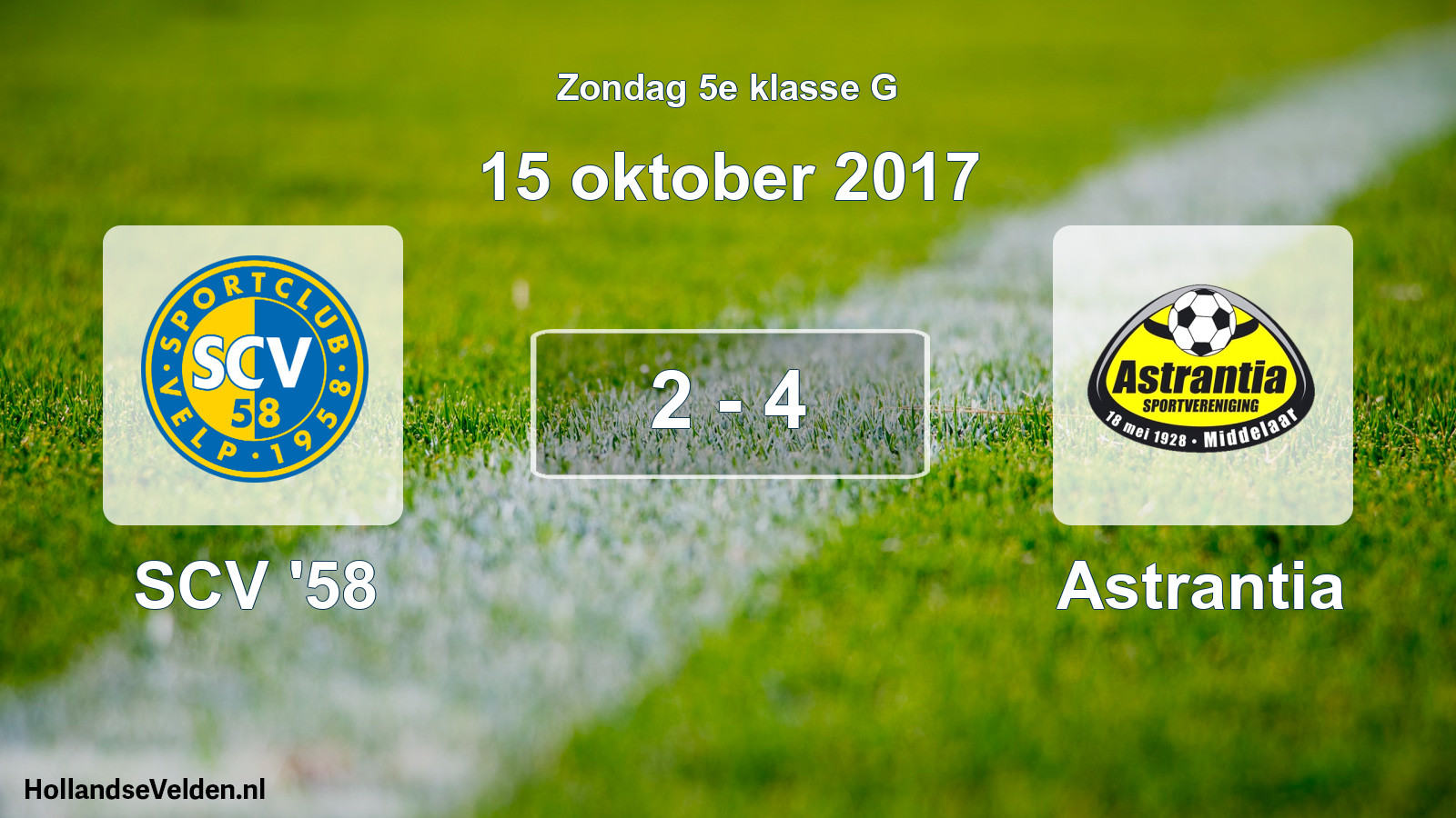 Total number of matches played: SCV '58 - Astrantia 2 - 4 (15 October 2017)