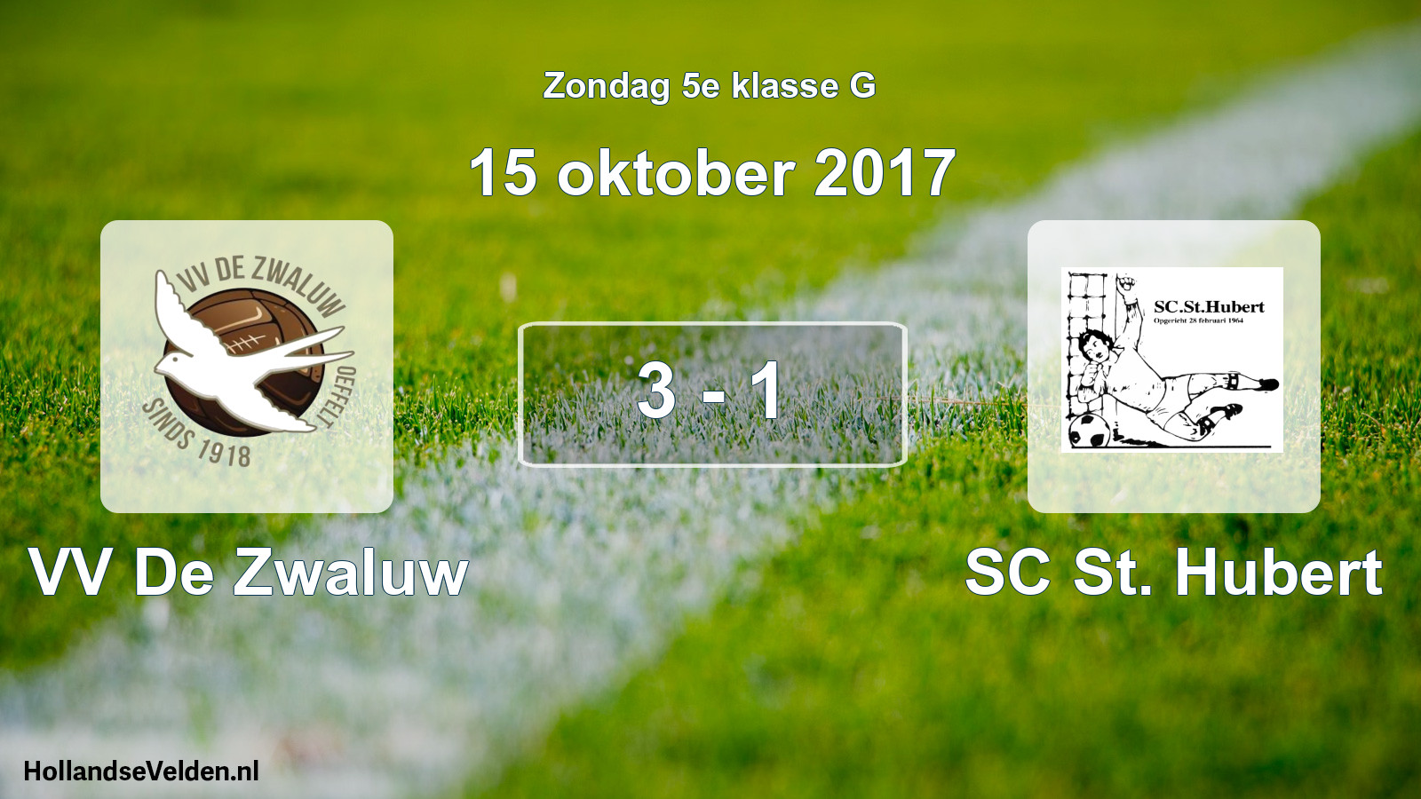 Total number of matches played: VV De Zwaluw - SC St. Hubert 3 - 1 (15 October 2017)