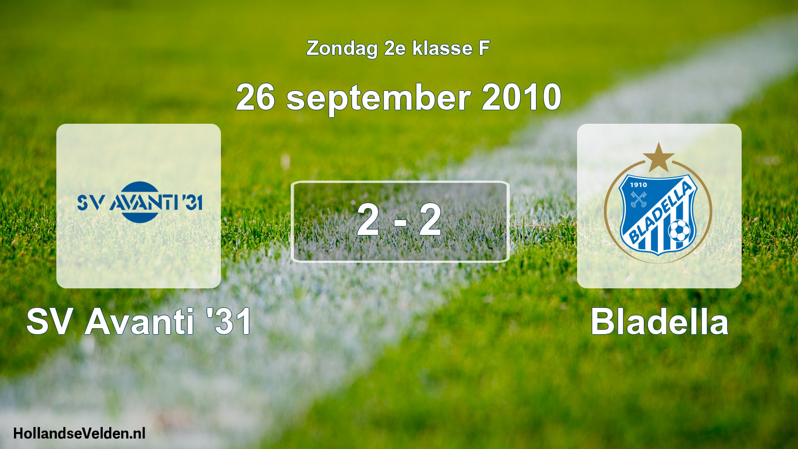 Total number of matches played: SV Avanti '31 - Bladella 2 - 2 (26 September 2010)