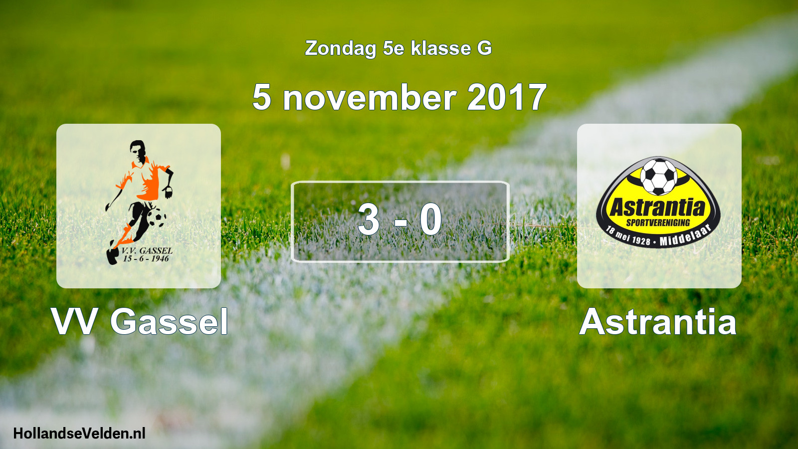 Total number of matches played: VV Gassel - Astrantia 3 - 0 (5 November 2017)