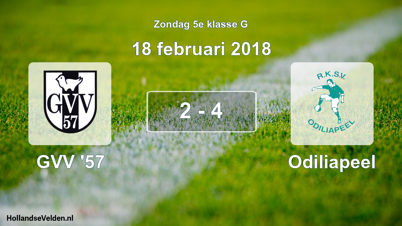Total number of matches played: GVV '57 - Odiliapeel 2 - 4 (18 February 2018)