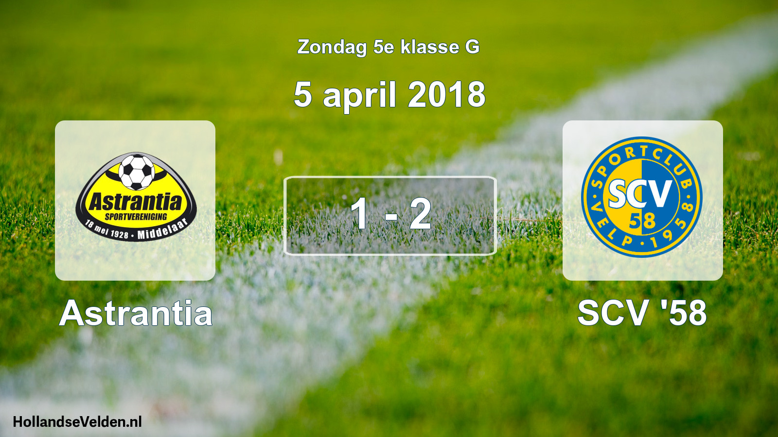 Total number of matches played: Astrantia - SCV '58 1 - 2 (5 April 2018)