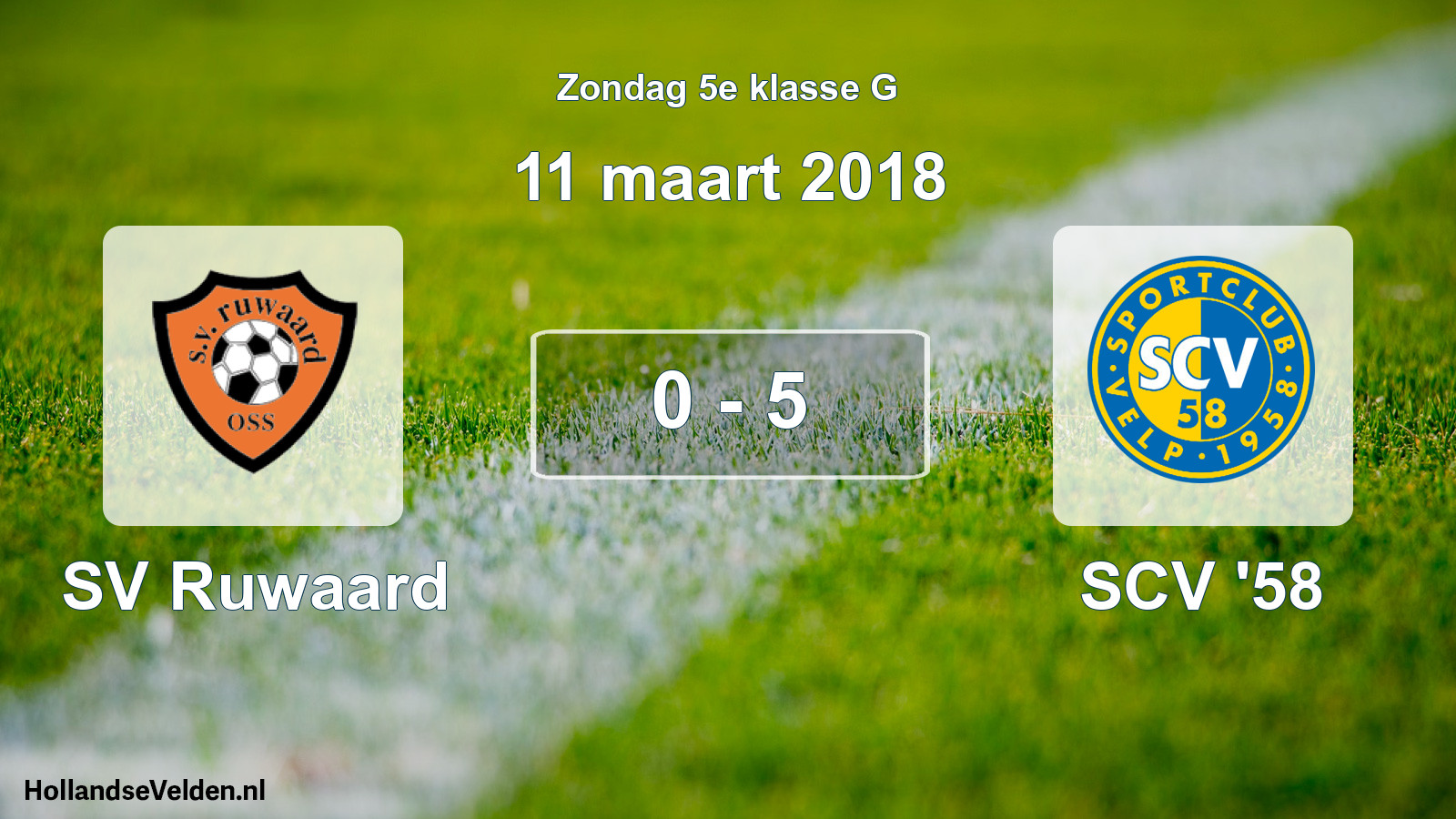 Total number of matches played: SV Ruwaard - SCV '58 0 - 5 (11 March 2018)