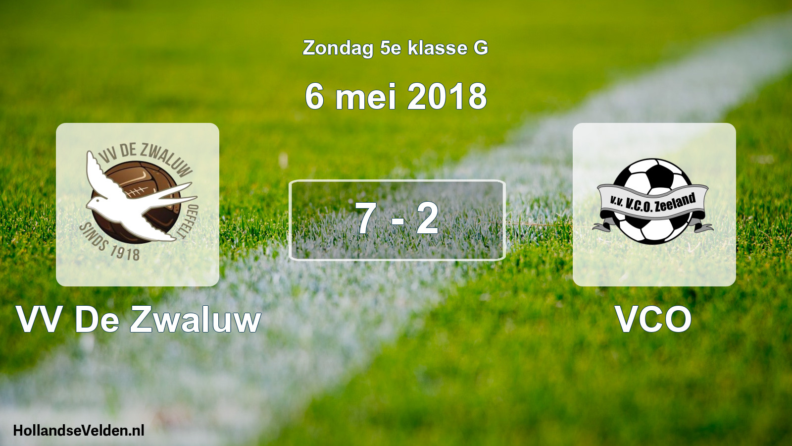 Total number of matches played: VV De Zwaluw - VCO 7 - 2 (6 May 2018)