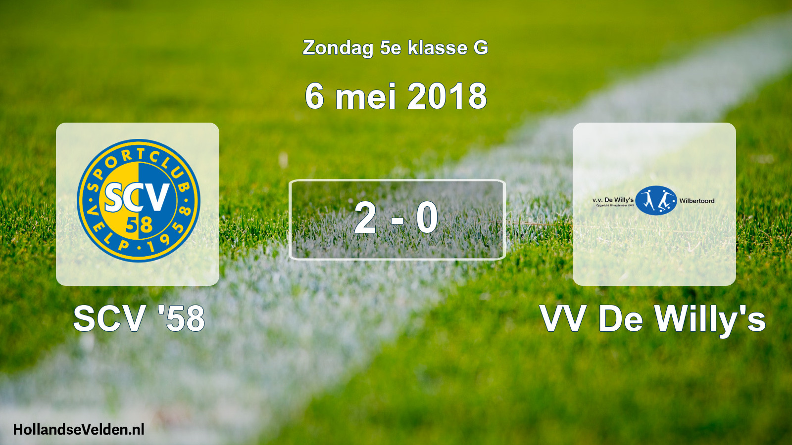 Total number of matches played: SCV '58 - VV De Willy's 2 - 0 (6 May 2018)