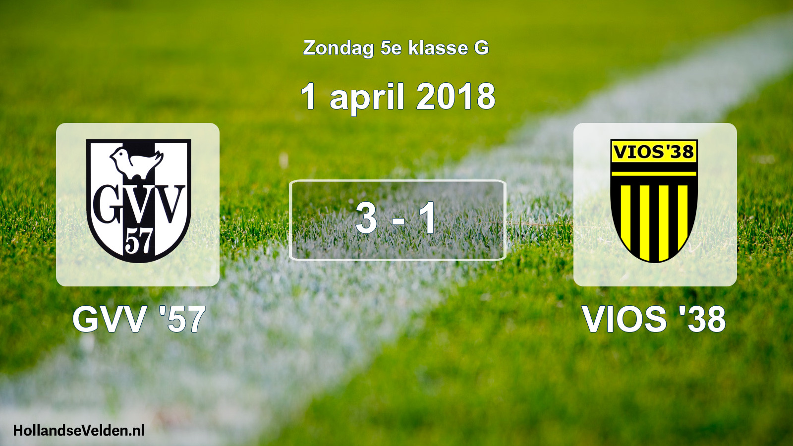 Total number of matches played: GVV '57 - VIOS '38 3 - 1 (1 April 2018)