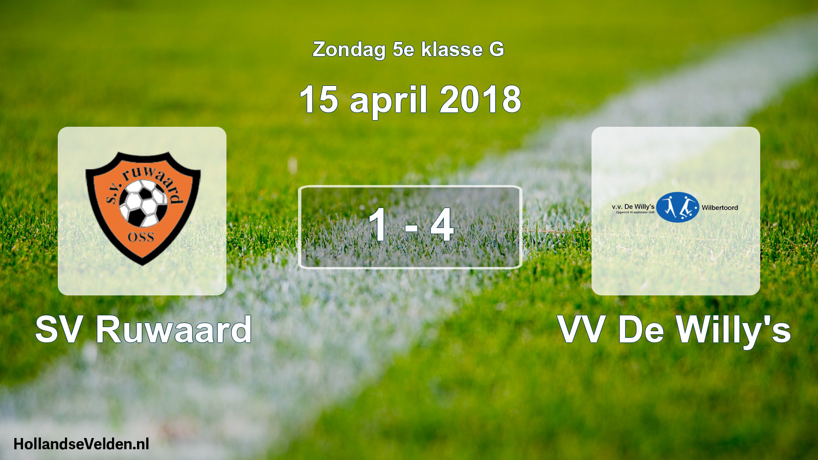 Total number of matches played: SV Ruwaard - VV De Willy's 1 - 4 (15 April 2018)