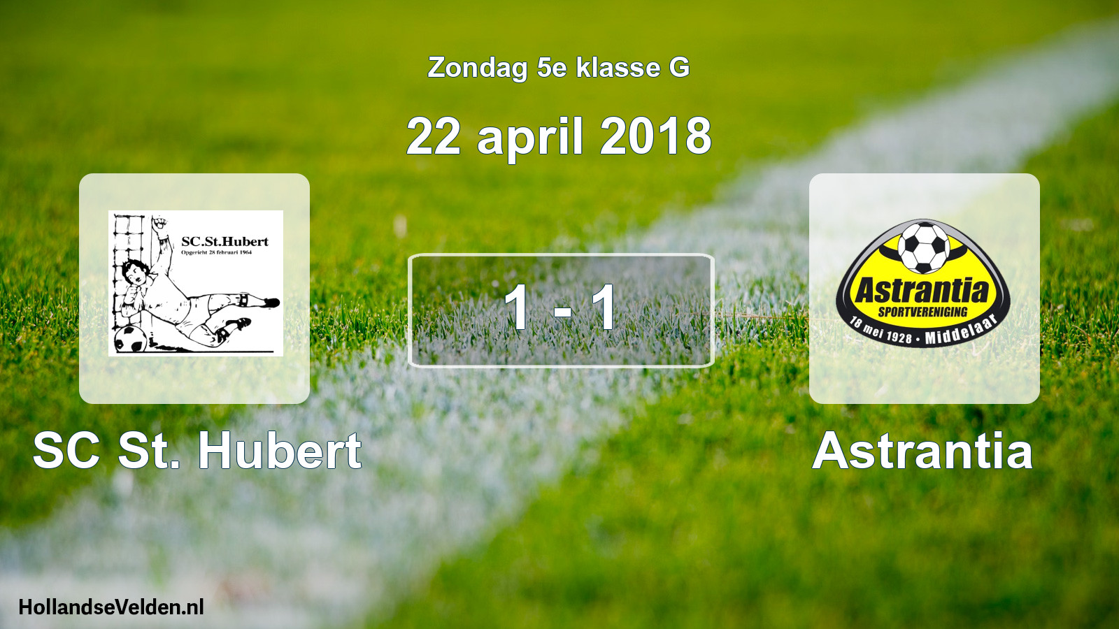 Total number of matches played: SC St. Hubert - Astrantia 1 - 1 (22 April 2018)