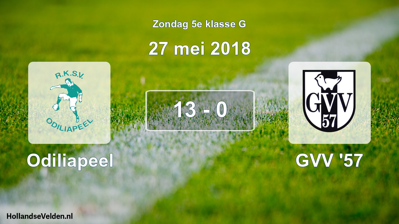 Total number of matches played: Odiliapeel - GVV '57 13 - 0 (27 May 2018)