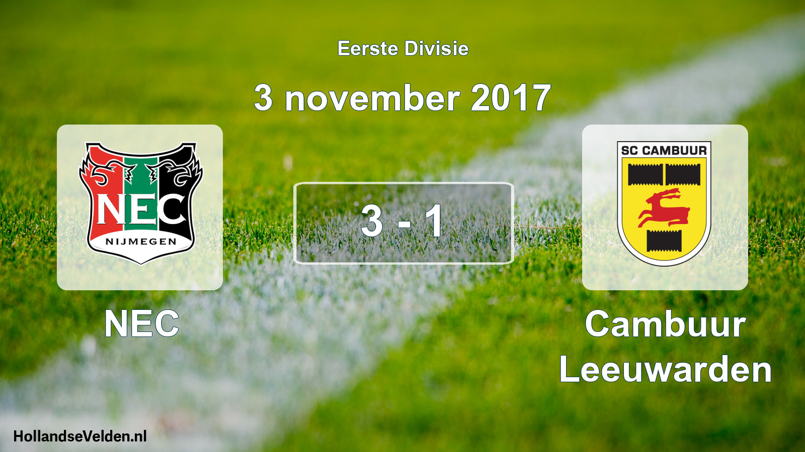 Total number of matches played: NEC - Cambuur Leeuwarden 3 - 1 (3 November 2017)