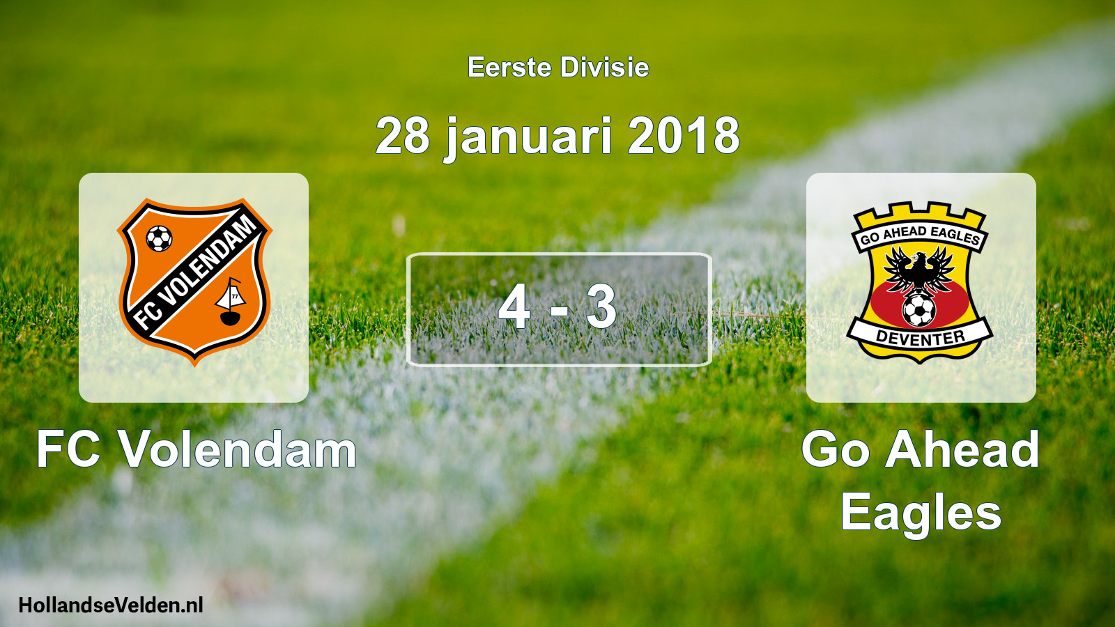 Total number of matches played: FC Volendam - Go Ahead Eagles 4 - 3 (28 January 2018)