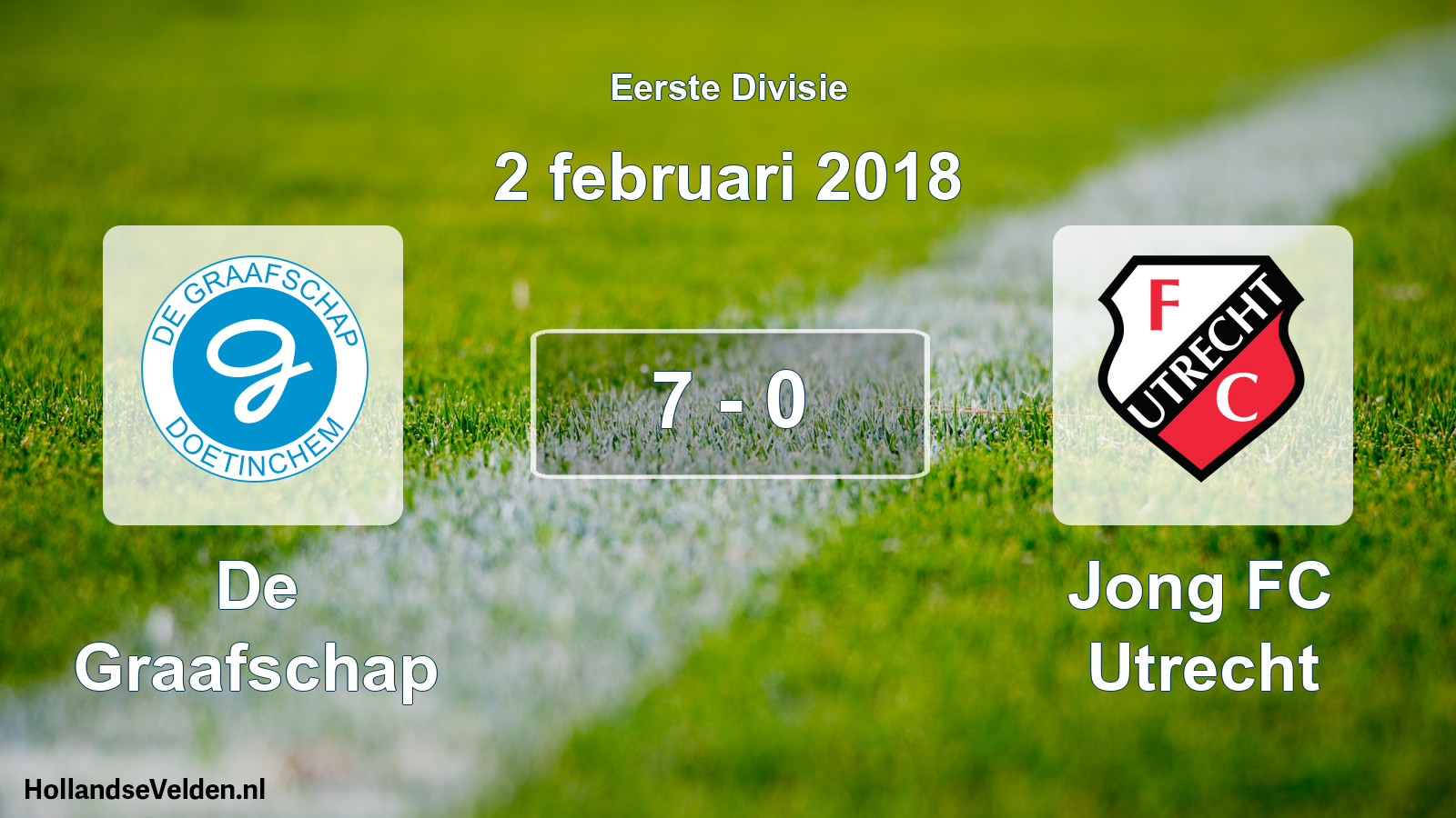 Total number of matches played: De Graafschap - Jong FC Utrecht 7 - 0 (2 February 2018)