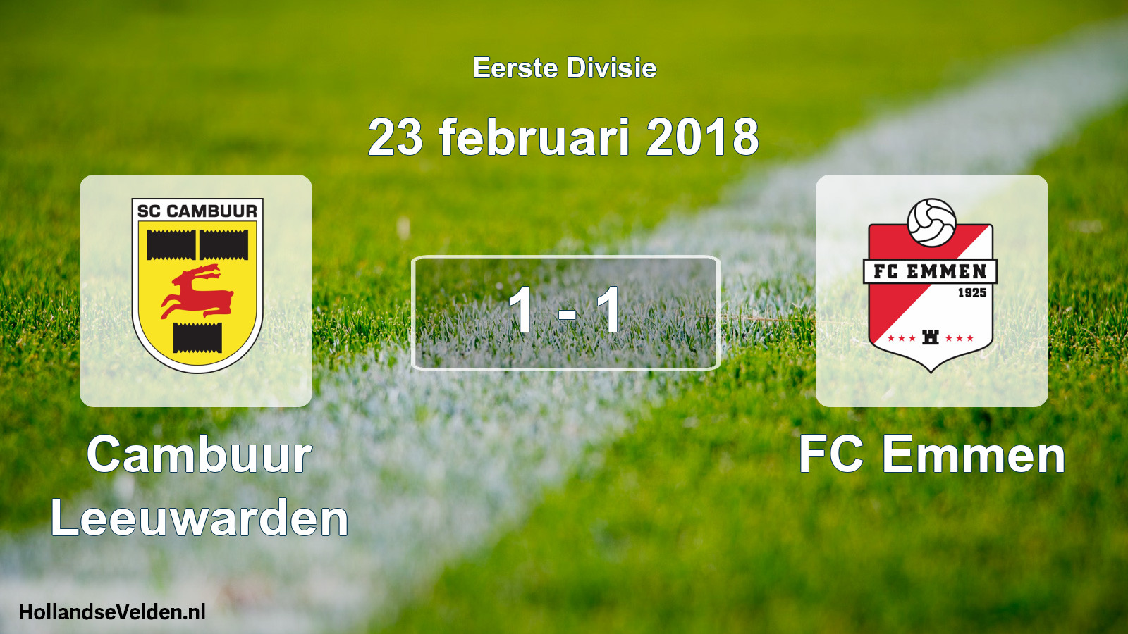 Total number of matches played: Cambuur Leeuwarden - FC Emmen 1 - 1 (23 February 2018)