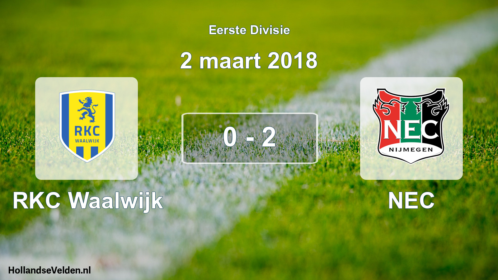Total number of matches played: RKC Waalwijk - NEC 0 - 2 (2 March 2018)