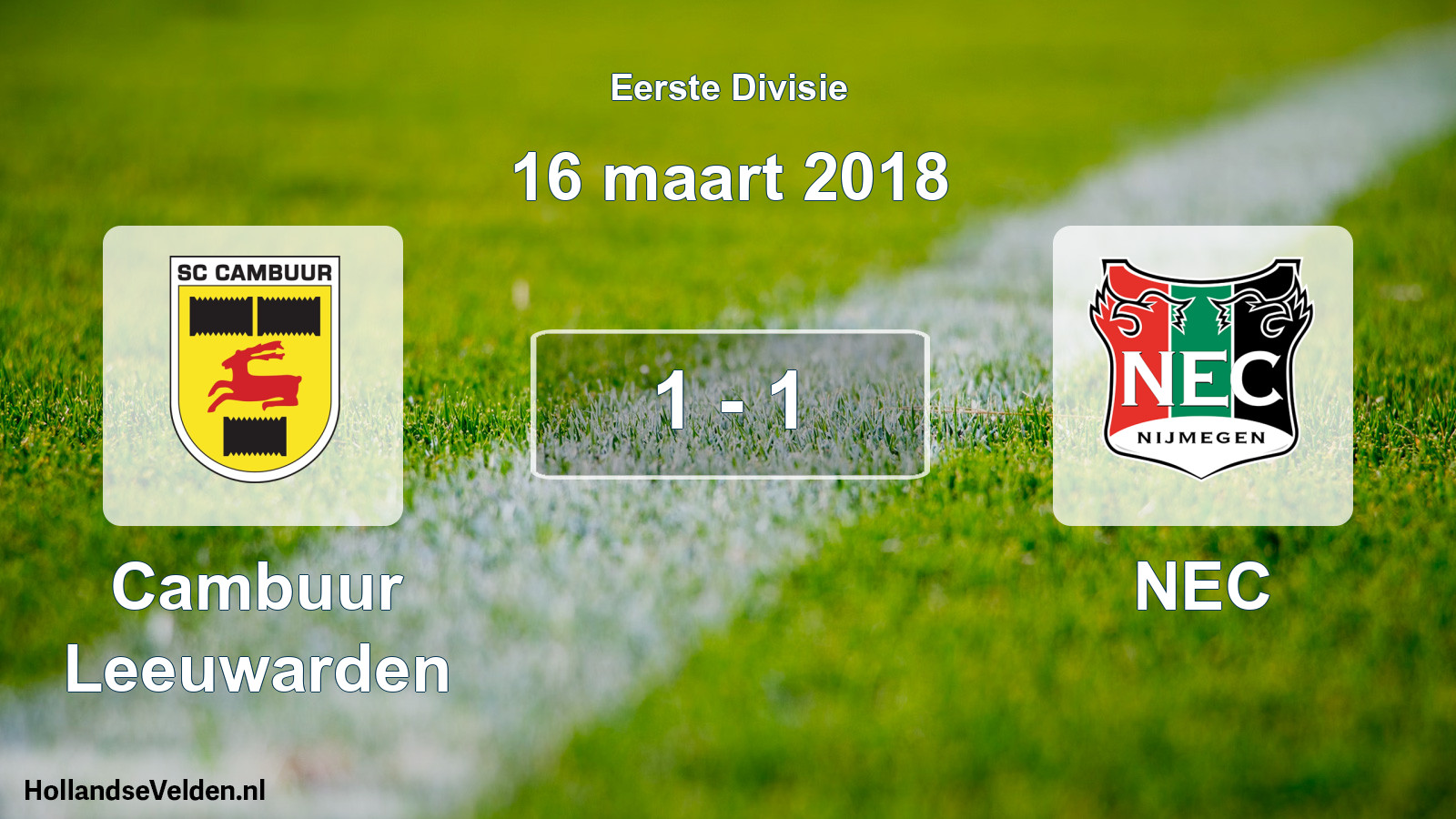 Total number of matches played: Cambuur Leeuwarden - NEC 1 - 1 (16 March 2018)