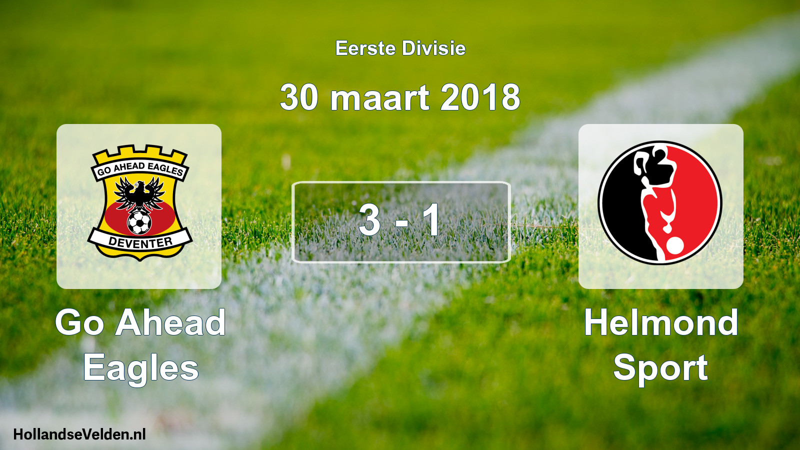 Total number of matches played: Go Ahead Eagles - Helmond Sport 3 - 1 (30 March 2018)