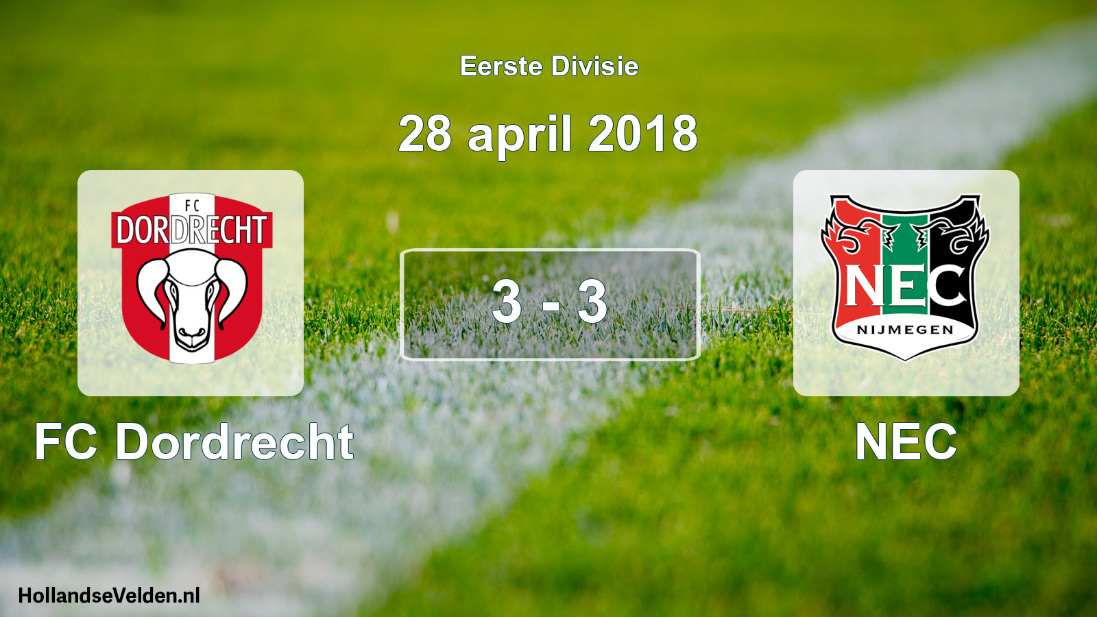 Total number of matches played: FC Dordrecht - NEC 3 - 3 (28 April 2018)