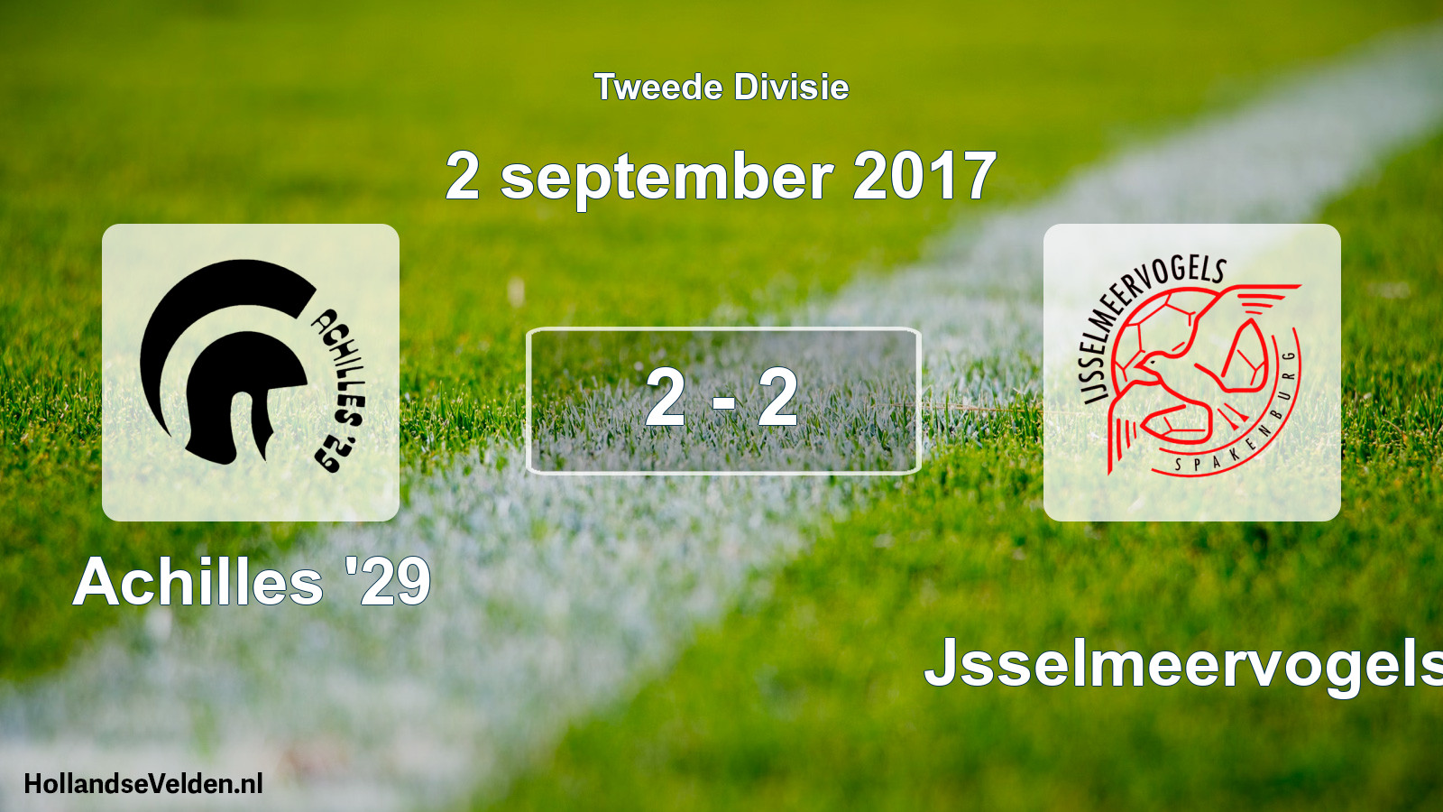 Total number of matches played: Achilles '29 - IJsselmeervogels 2 - 2 (2 September 2017)