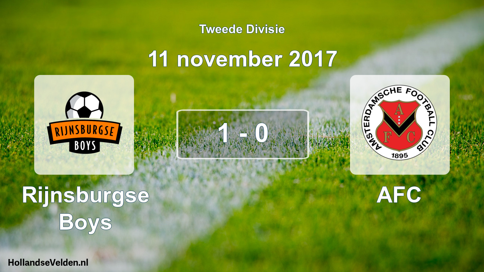 Total number of matches played: Rijnsburgse Boys - AFC 1 - 0 (11 November 2017)