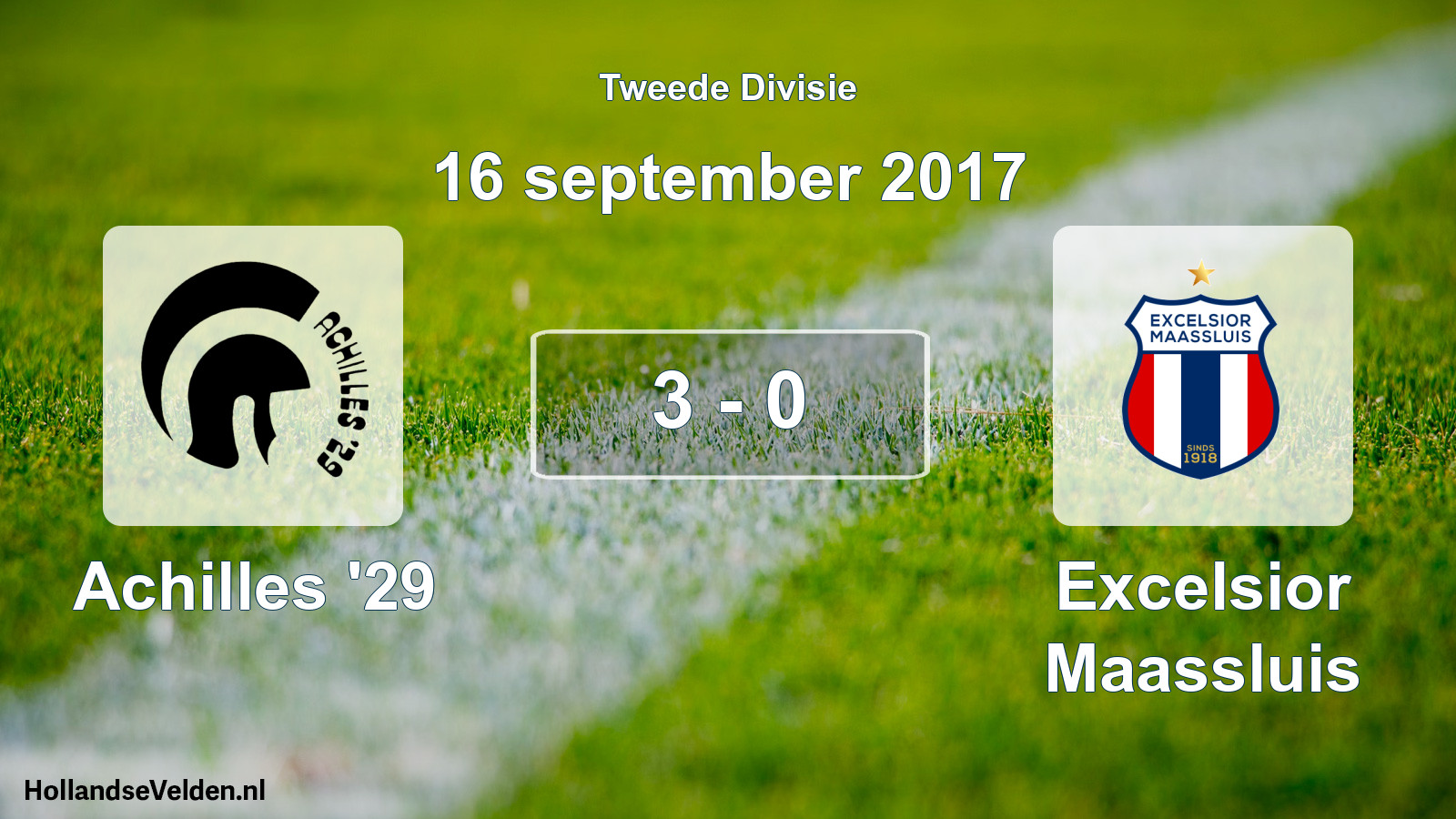 Total number of matches played: Achilles '29 - Excelsior Maassluis 3 - 0 (16 September 2017)