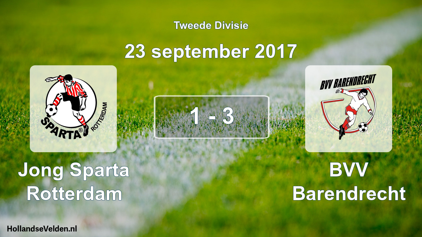 Total number of matches played: Jong Sparta Rotterdam - BVV Barendrecht 1 - 3 (23 September 2017)