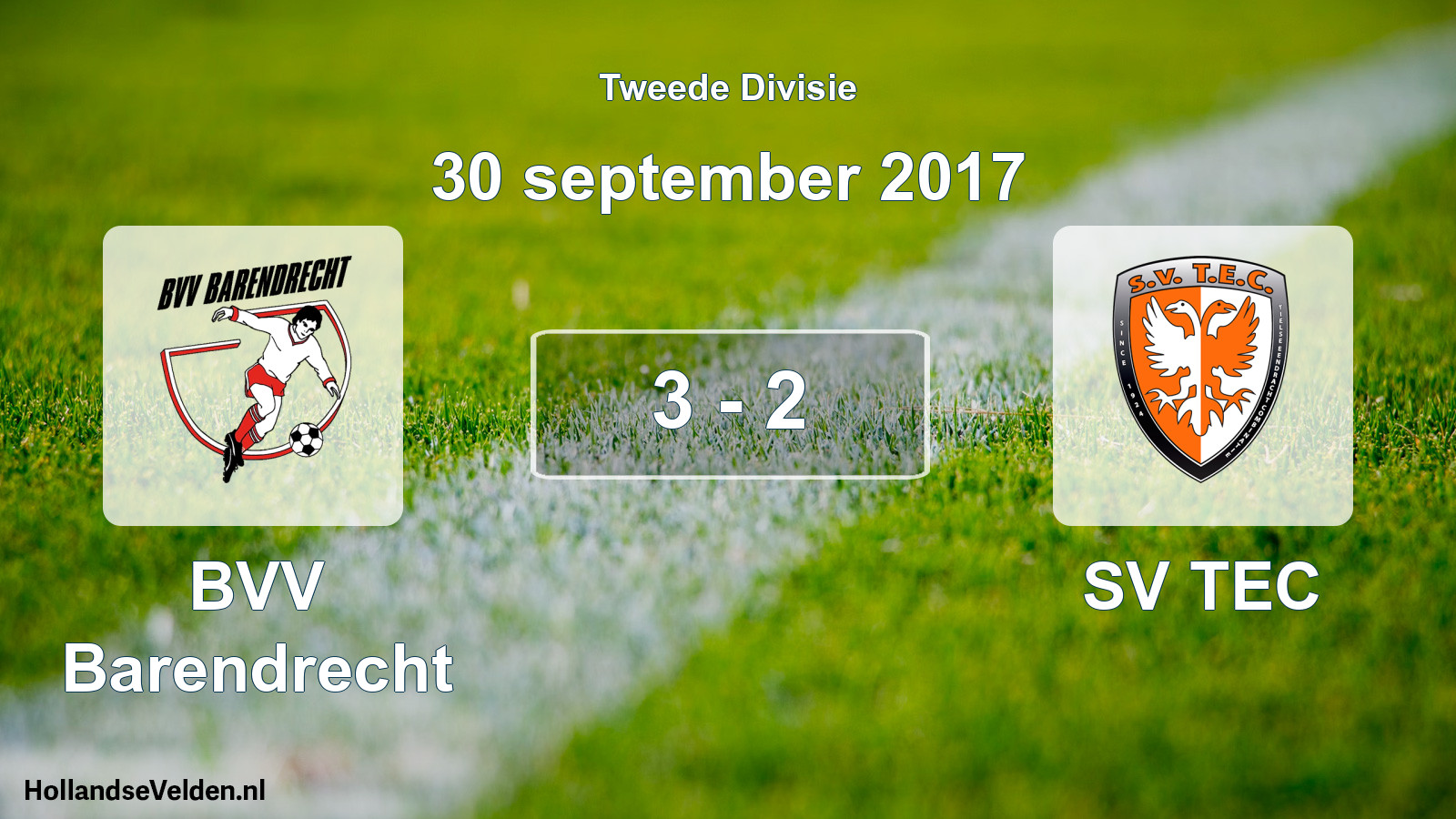 Total number of matches played: BVV Barendrecht - SV TEC 3 - 2 (30 September 2017)