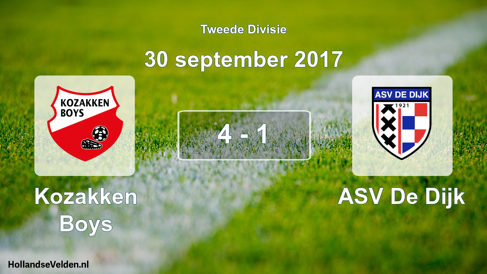 Total number of matches played: Kozakken Boys - ASV De Dijk 4 - 1 (30 September 2017)