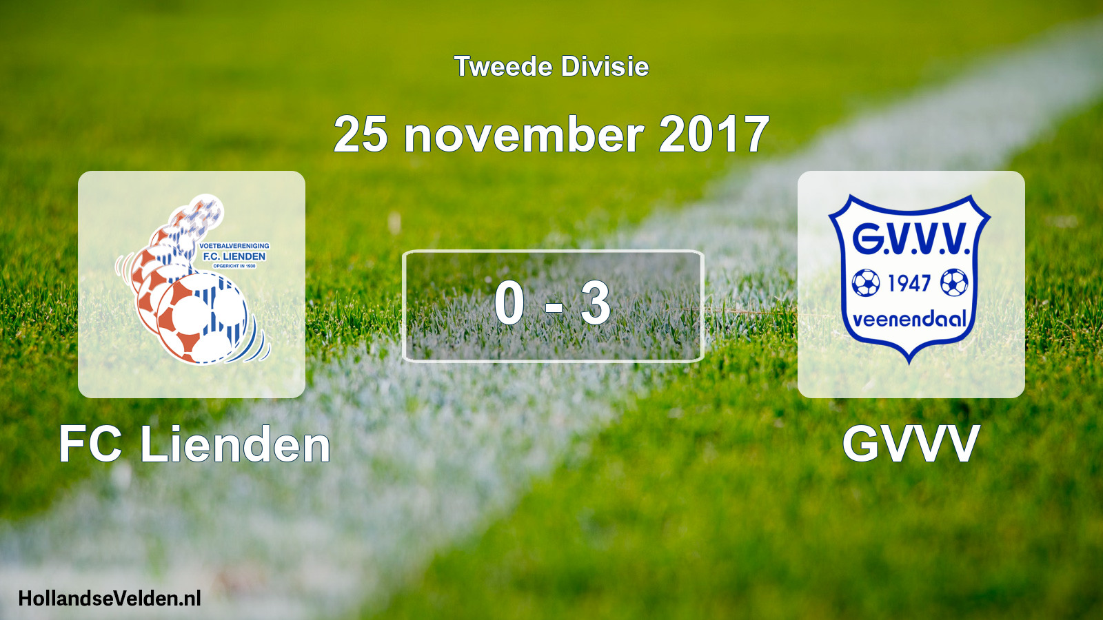 Total number of matches played: FC Lienden - GVVV 0 - 3 (25 November 2017)