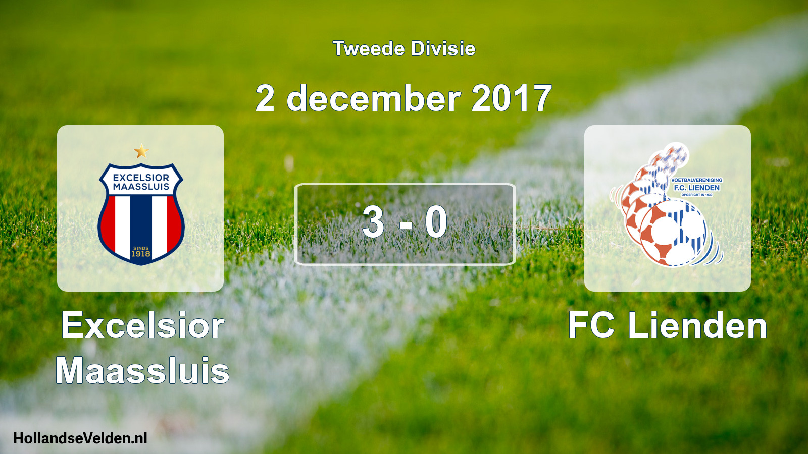 Total number of matches played: Excelsior Maassluis - FC Lienden 3 - 0 (2 December 2017)