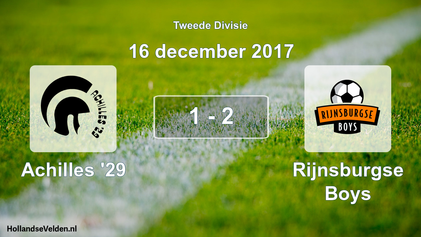 Total number of matches played: Achilles '29 - Rijnsburgse Boys 1 - 2 (16 December 2017)