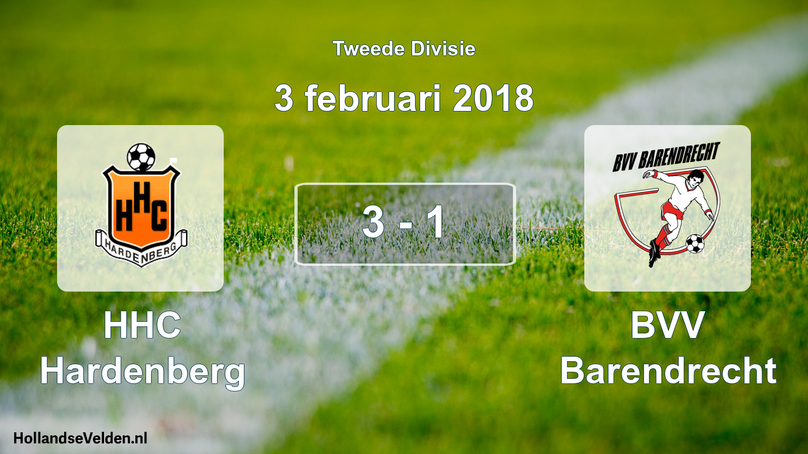 Total number of matches played: HHC Hardenberg - BVV Barendrecht 3 - 1 (3 February 2018)