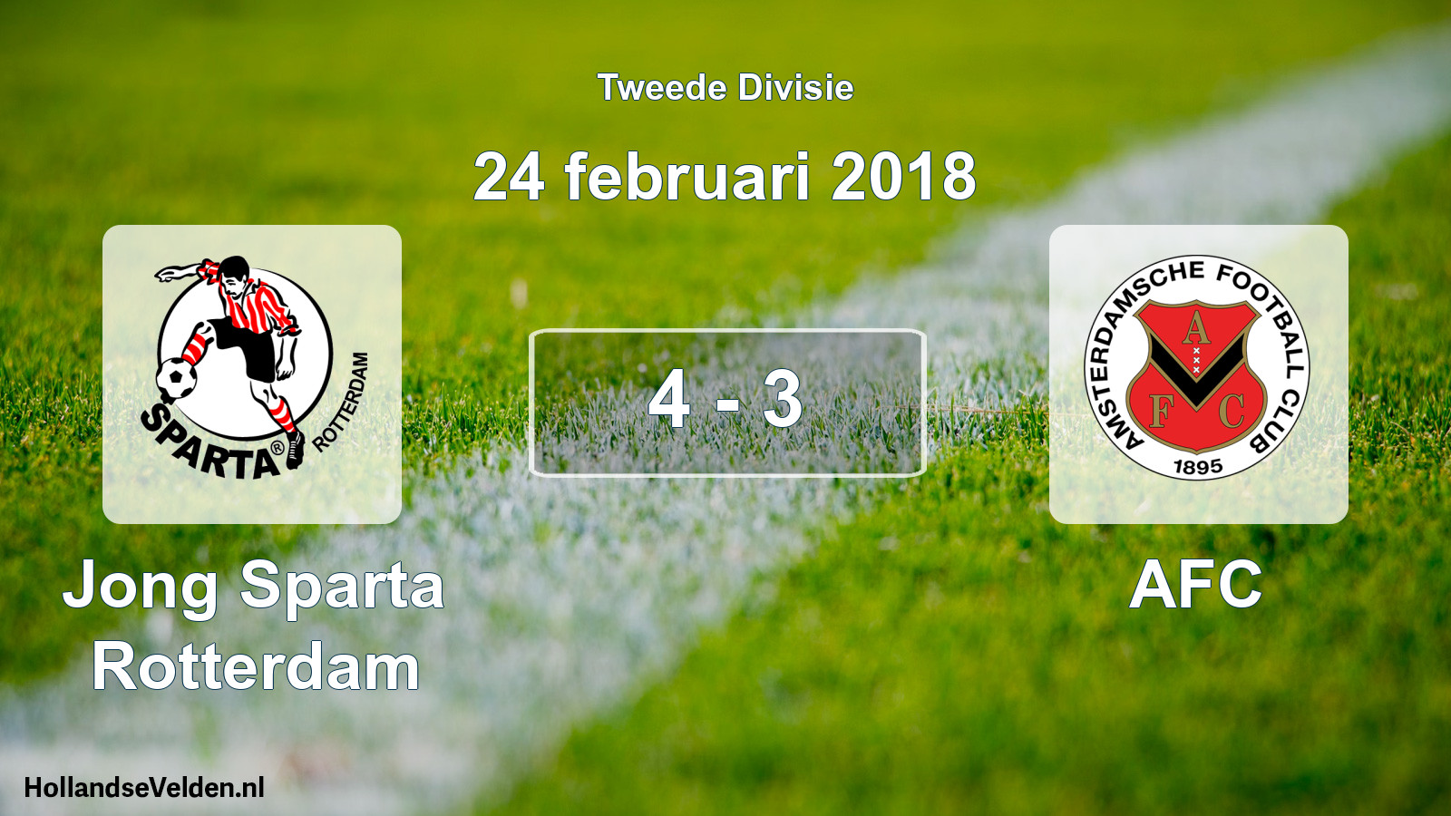 Total number of matches played: Jong Sparta Rotterdam - AFC 4 - 3 (24 February 2018)