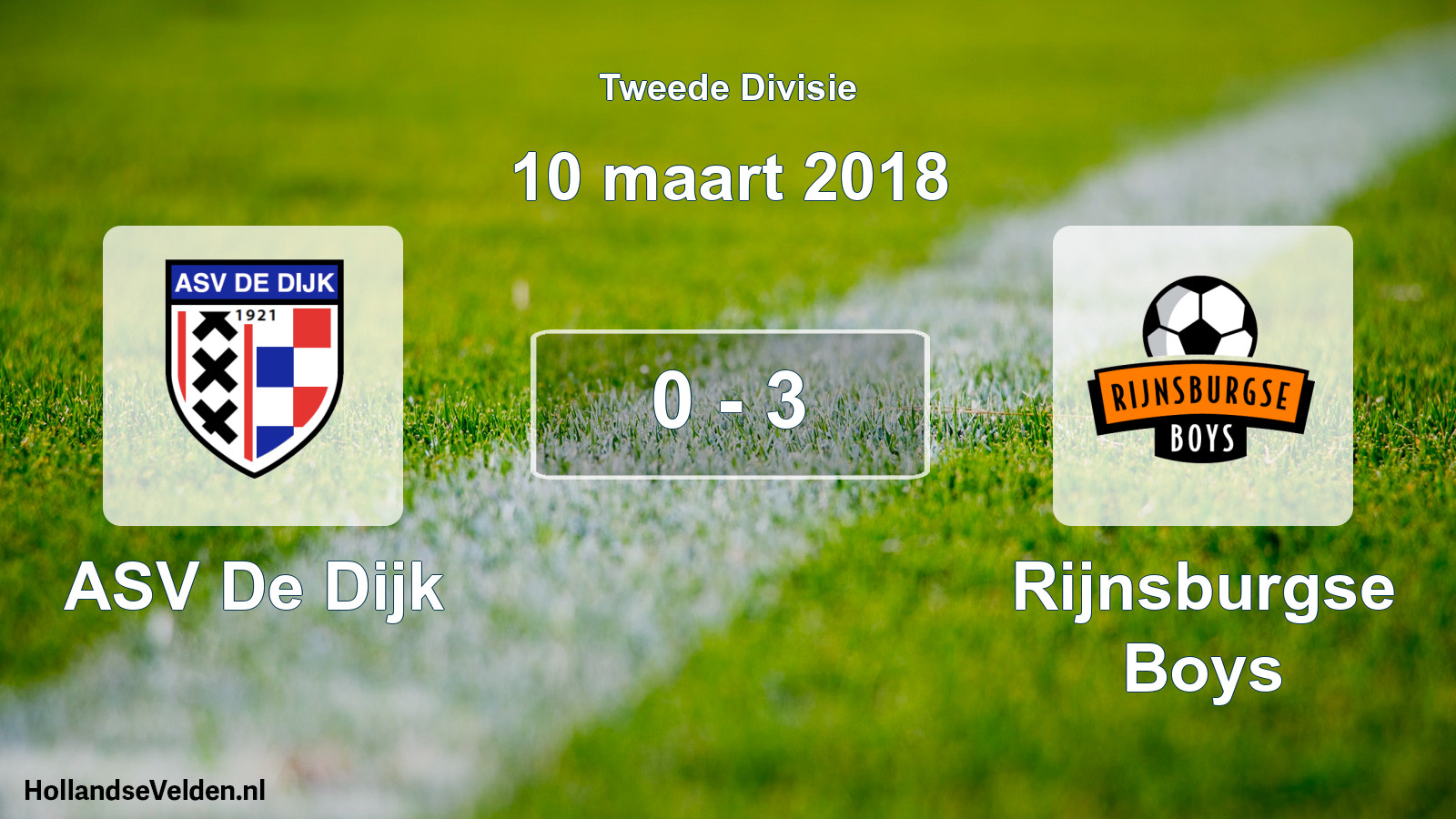 Total number of matches played: ASV De Dijk - Rijnsburgse Boys 0 - 3 (10 March 2018)