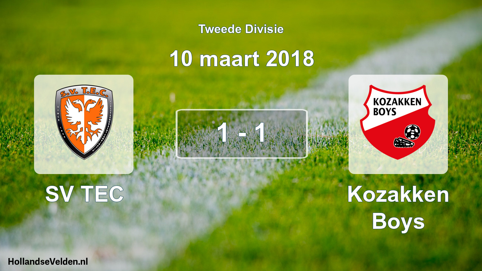 Total number of matches played: SV TEC - Kozakken Boys 1 - 1 (10 March 2018)