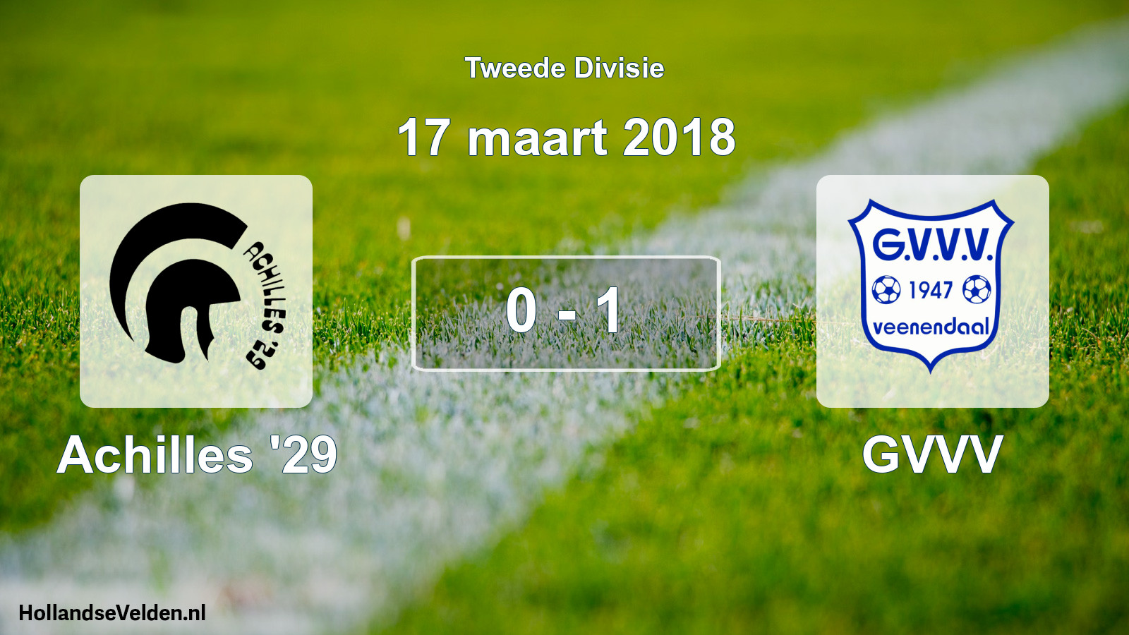 Total number of matches played: Achilles '29 - GVVV 0 - 1 (17 March 2018)
