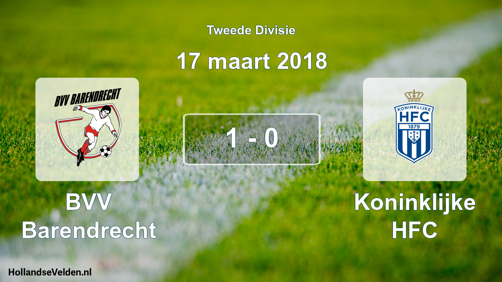 Total number of matches played: BVV Barendrecht - Koninklijke HFC 1 - 0 (17 March 2018)
