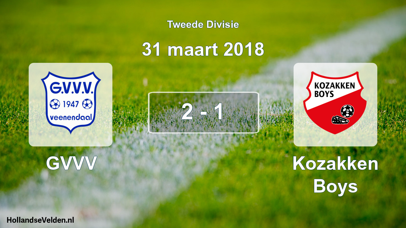Total number of matches played: GVVV - Kozakken Boys 2 - 1 (31 March 2018)