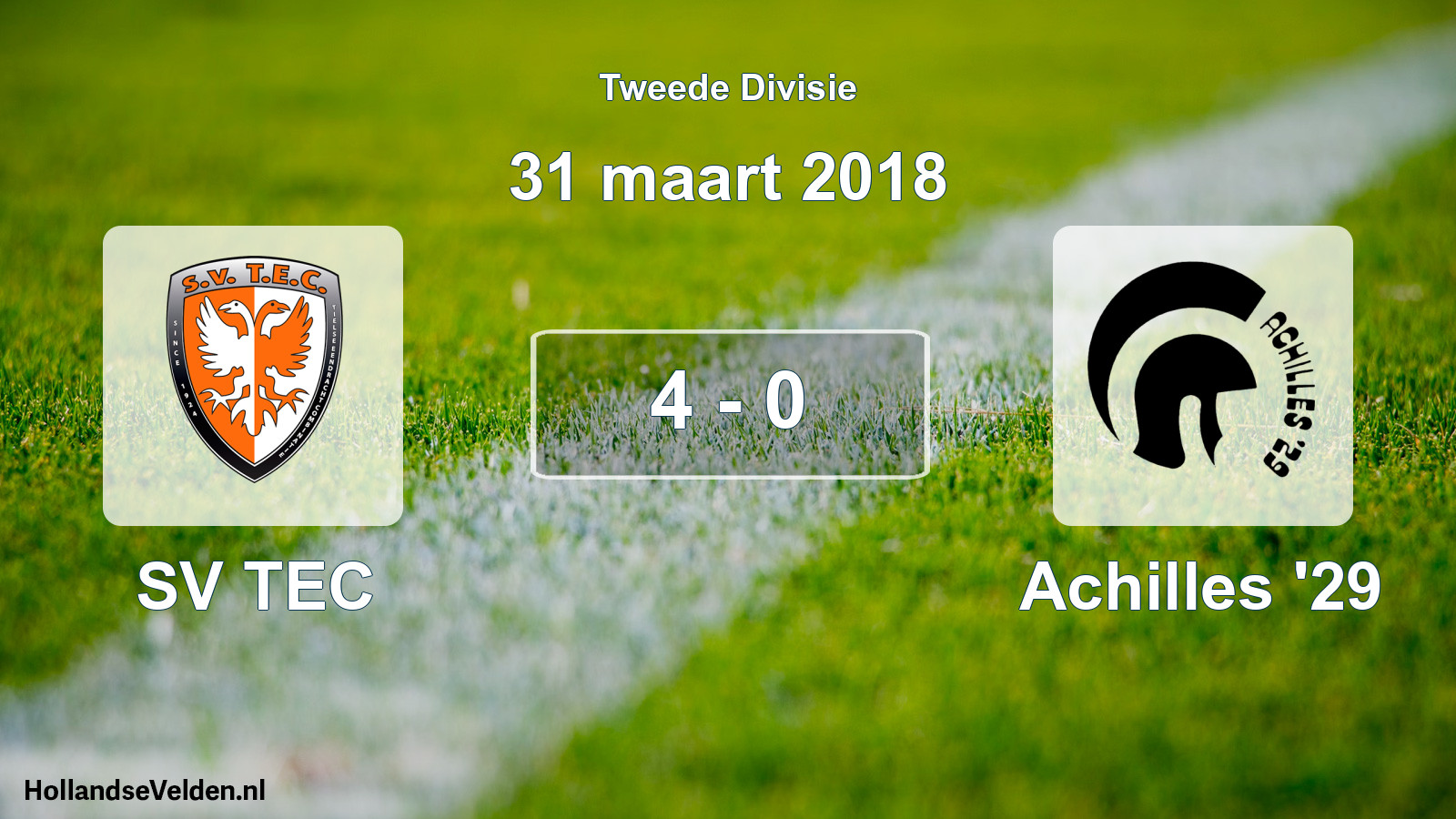 Total number of matches played: SV TEC - Achilles '29 4 - 0 (31 March 2018)