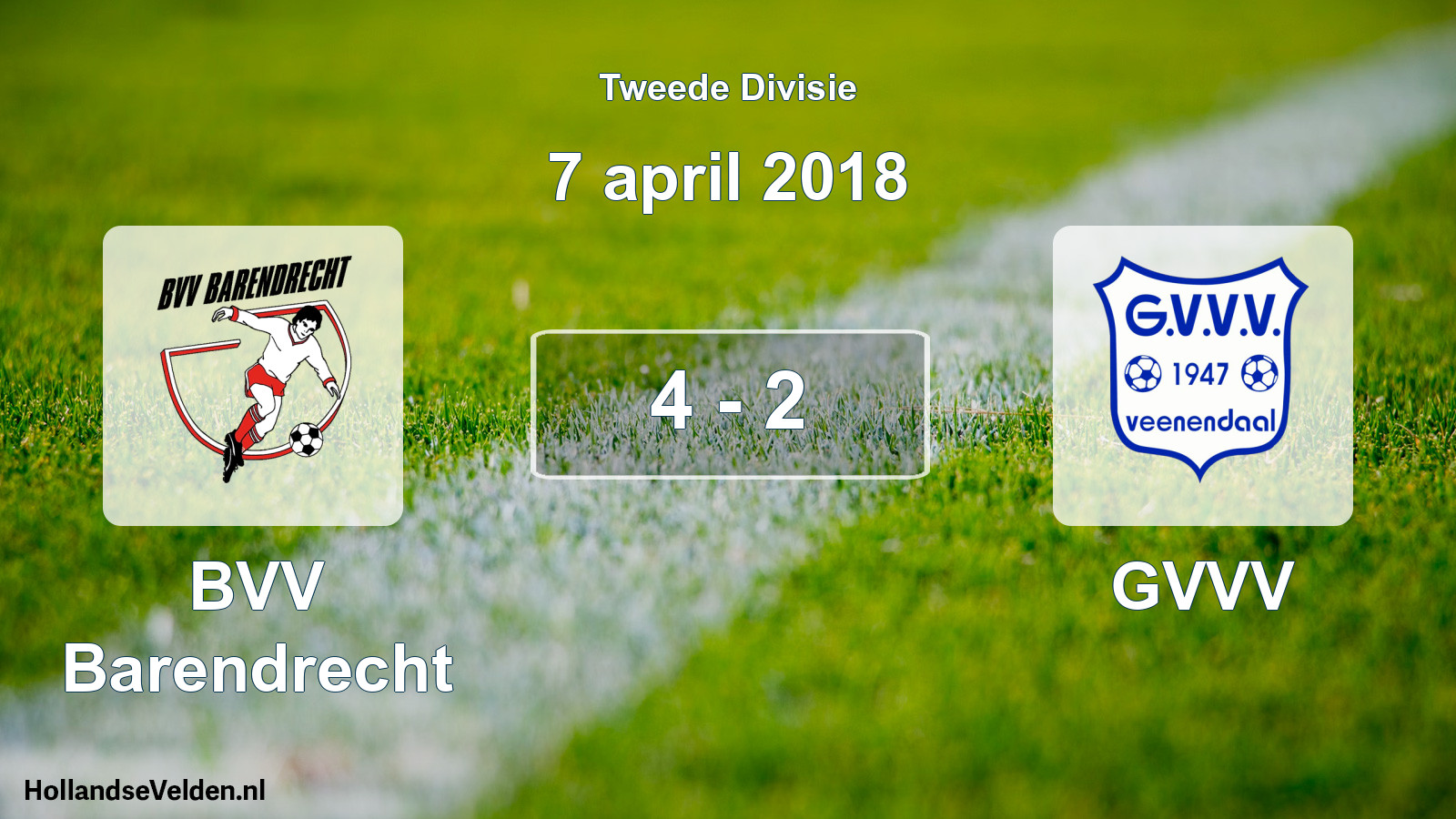 Total number of matches played: BVV Barendrecht - GVVV 4 - 2 (7 April 2018)