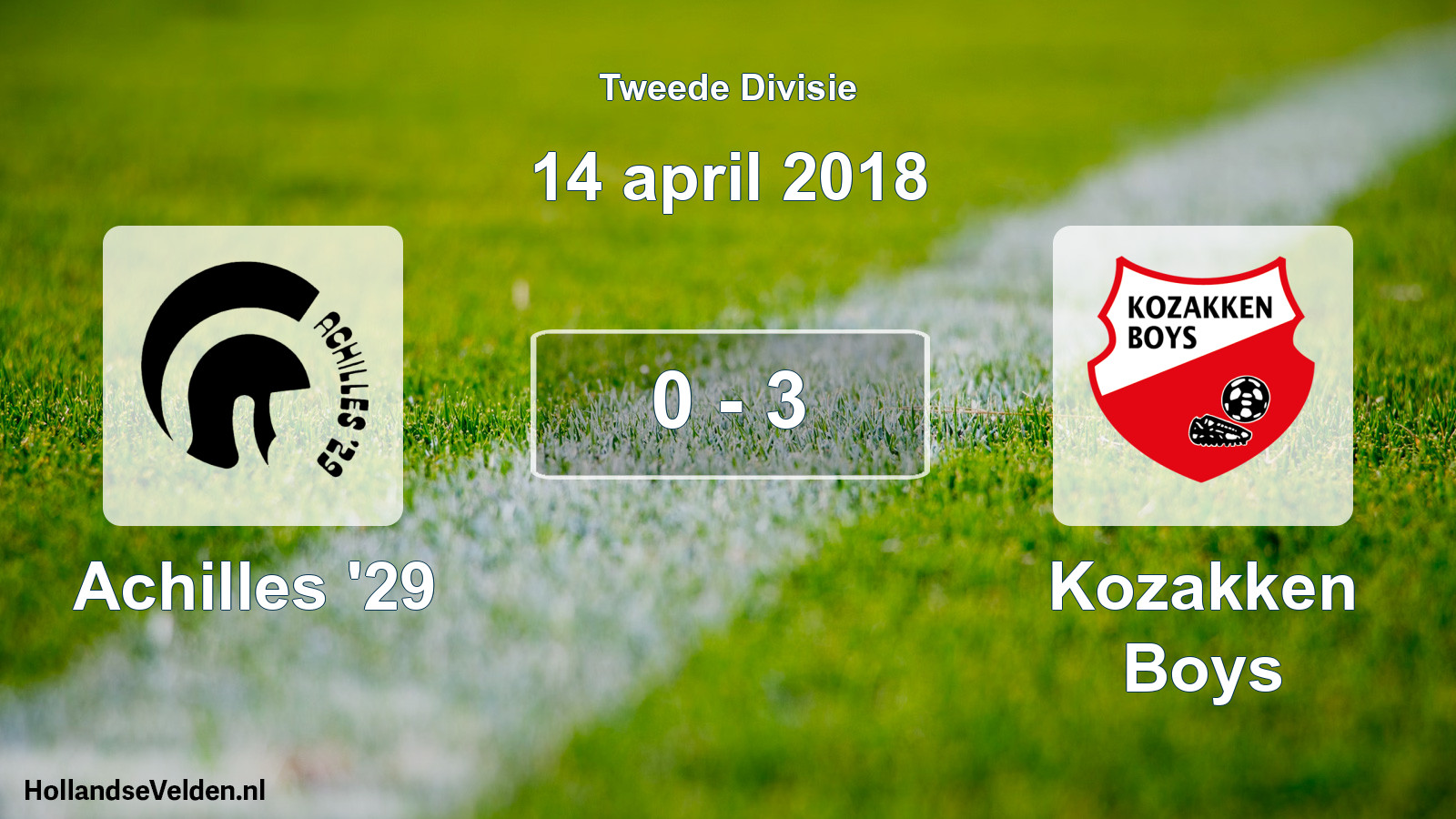 Total number of matches played: Achilles '29 - Kozakken Boys 0 - 3 (14 April 2018)
