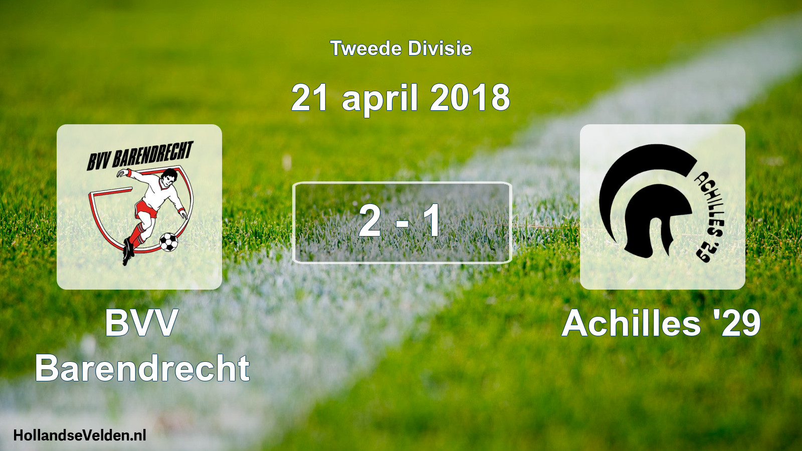 Total number of matches played: BVV Barendrecht - Achilles '29 2 - 1 (21 April 2018)