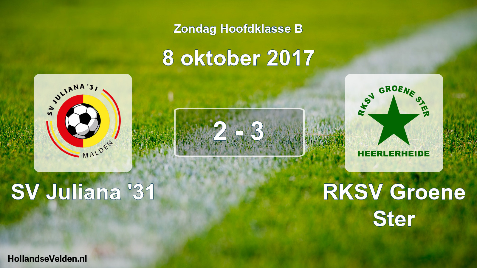 Total number of matches played: SV Juliana '31 - RKSV Groene Ster 2 - 3 (8 October 2017)