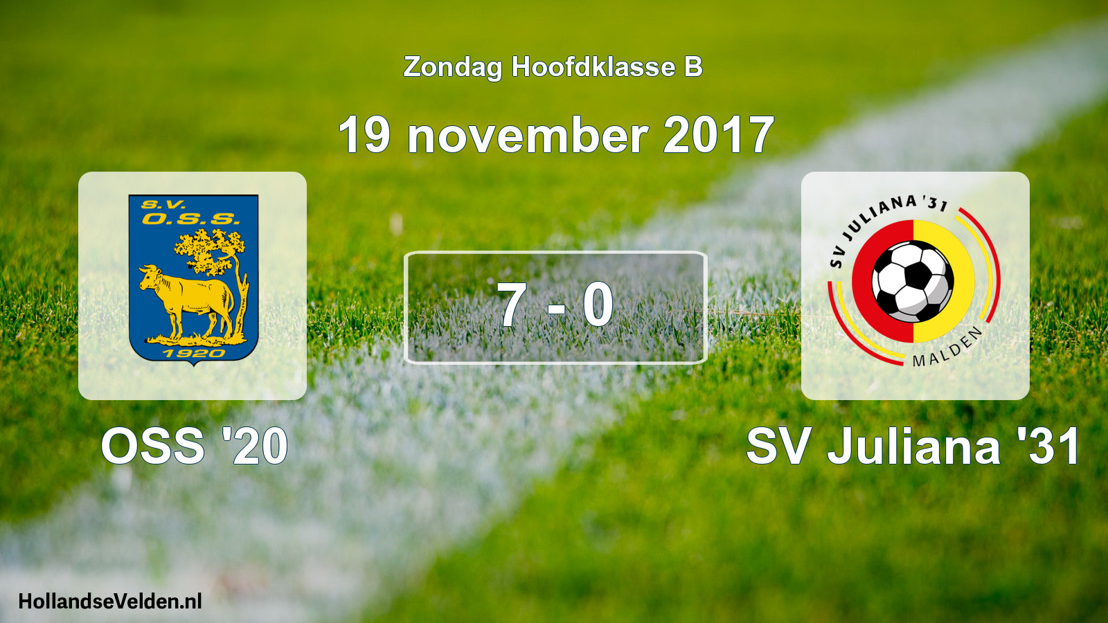 Total number of matches played: OSS '20 - SV Juliana '31 7 - 0 (19 November 2017)