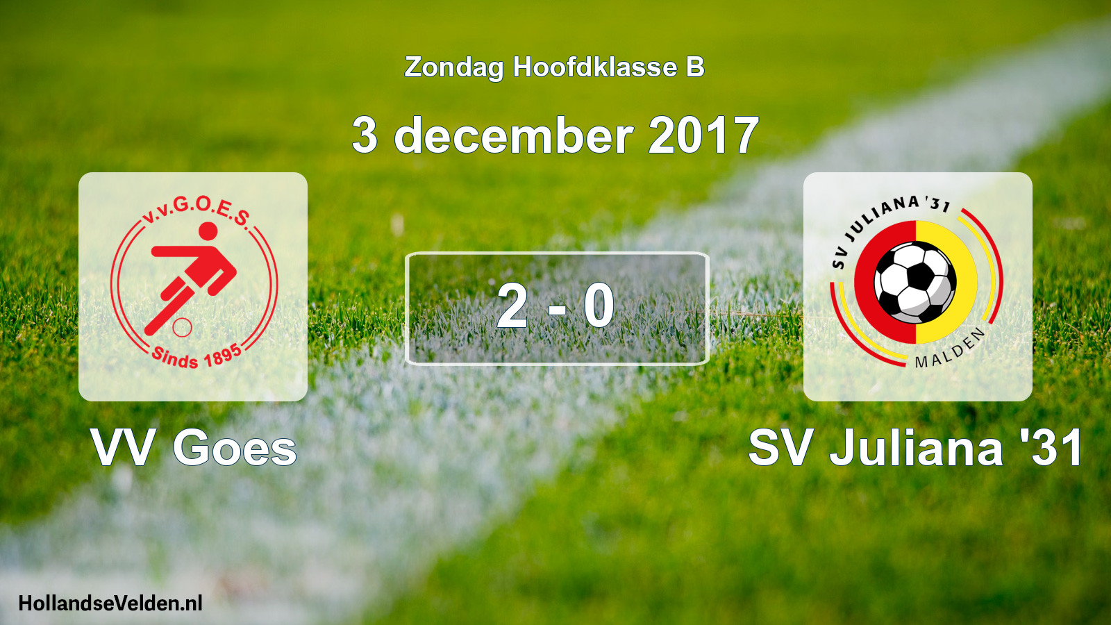 Total number of matches played: VV Goes - SV Juliana '31 2 - 0 (3 December 2017)