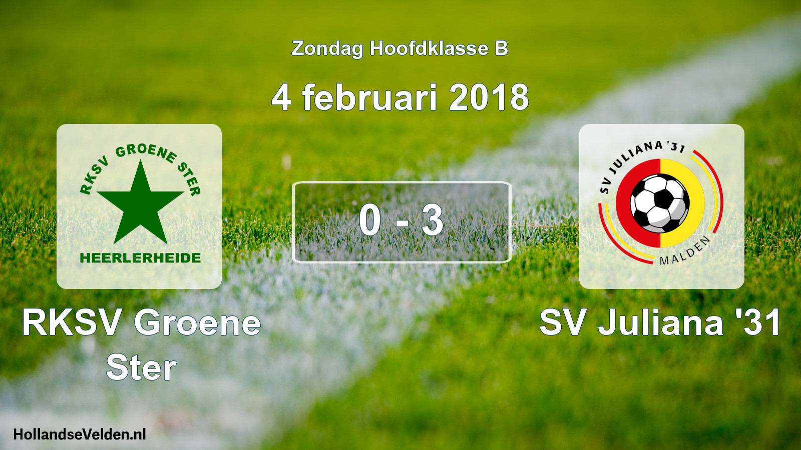 Total number of matches played: RKSV Groene Ster - SV Juliana '31 0 - 3 (4 February 2018)