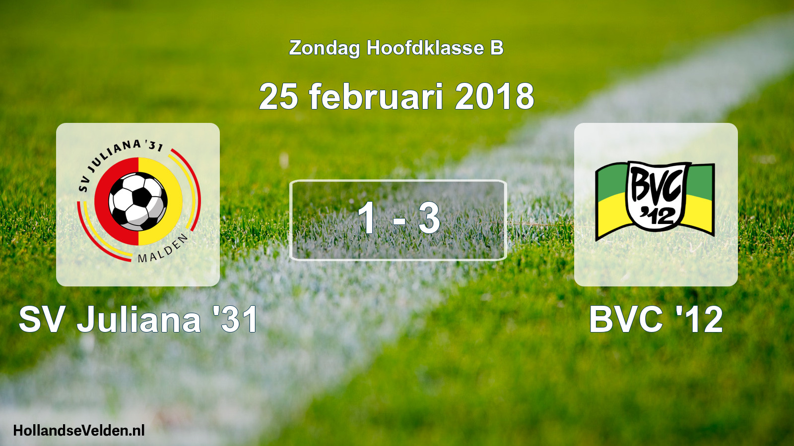 Total number of matches played: SV Juliana '31 - BVC '12 1 - 3 (25 February 2018)
