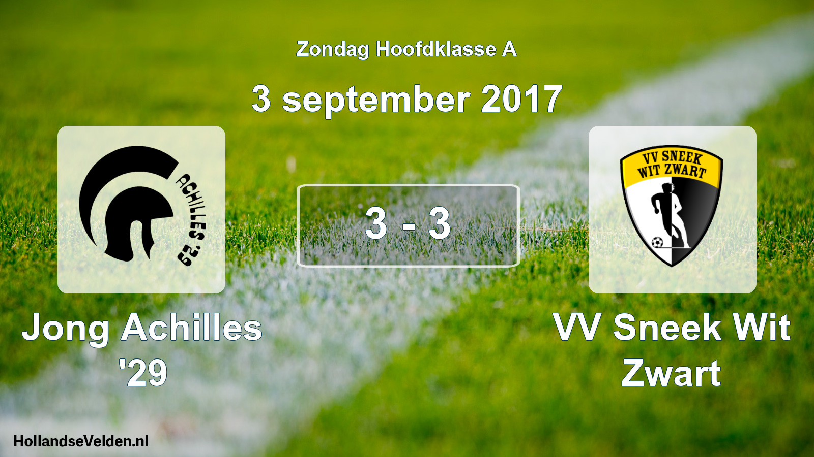 Total number of matches played: Jong Achilles '29 - VV Sneek Wit Zwart 3 - 3 (3 September 2017)