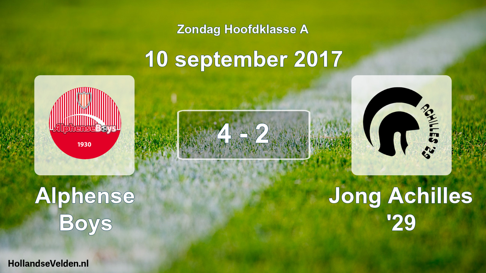 Total number of matches played: Alphense Boys - Jong Achilles '29 4 - 2 (10 September 2017)